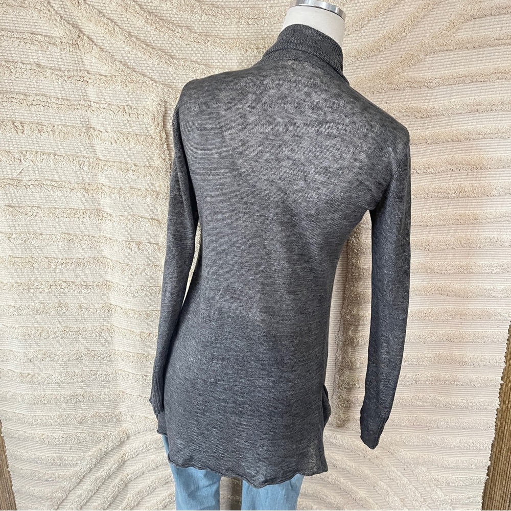 Eileen Fisher Gray Open Front Linen Cardigan - Picture 3 of 8